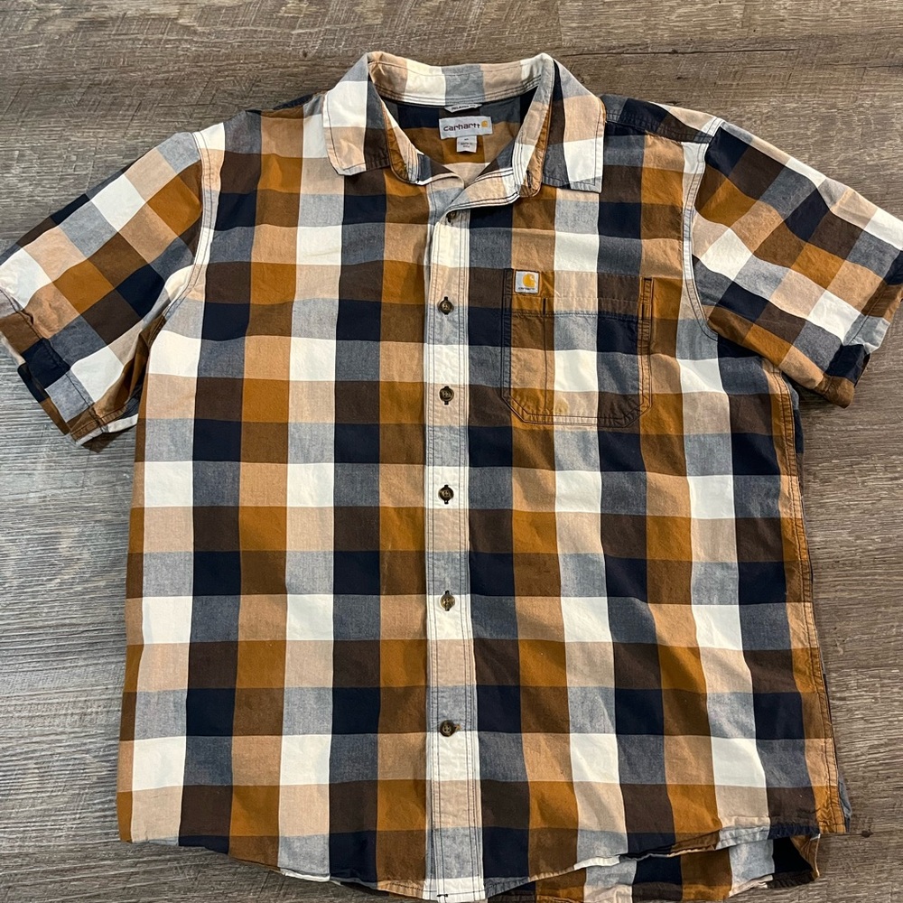 Carhartt Men's Checkered Button Down Shirt - Brown, Black, White